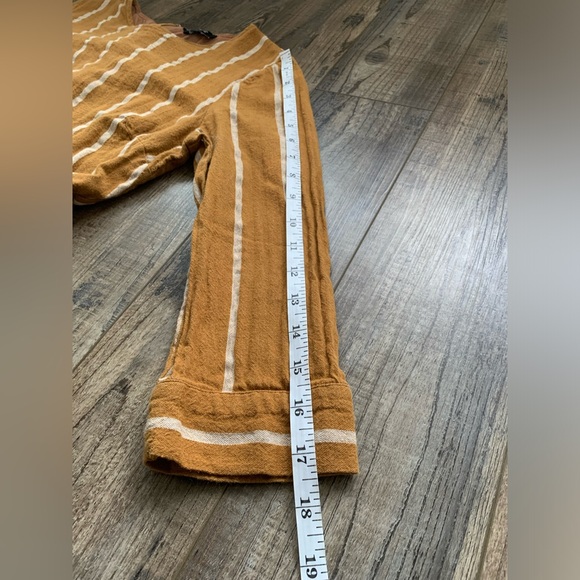 ✨SOLD✨Roolee Cotton Mustard Yellow/Striped 3/4 Sleeve Dress with Pockets Small - Picture 7 of 12